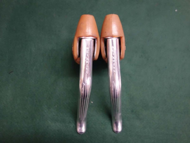 New old stock WEINMANN brake levers set silver aluminium
