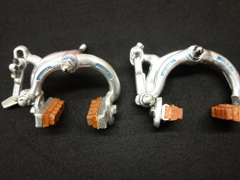 UNIVERSAL Super 68 brake caliper set vintage 1960s silver long reach NOS