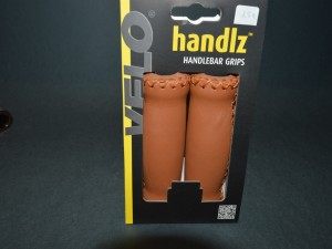 Velo Genuine leather grips Hand Stitched 125mm honey color