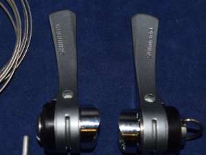 Shimano shifter set 7sp SL-S434 sis indexfrinction down tube braze on gray NOS