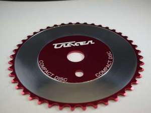 Tracer Compact Disc chainring chainwheel old school 44 teeth anodized red alloy1980s NOS
