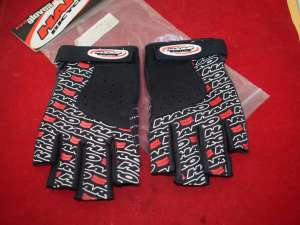 HARO TEAM Mid school BMX Gloves pair Vintage XL black / red 3/4 finger NOS NIB
