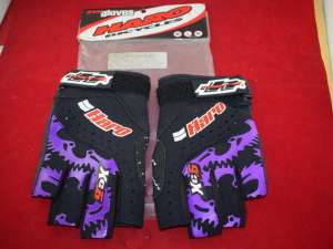 HARO TEAM Mid school BMX Gloves pair Vintage Large black / purple 3/4 finger NOS NIB