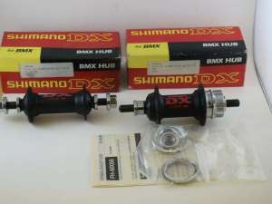 Shimano DX FH-MX66 Hub Set 36 hole black mid school BMX aluminium vintage NIB NOS