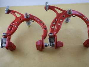 Old school bmx Nos Lee Chi 1001 brake calipers set side pull fire red 80s 