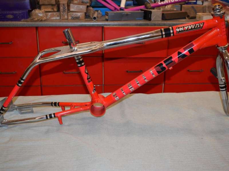Skyway Street Beat old school bmx vintage frame fork set 20'' chrome /red chro mo 1986 NOS
