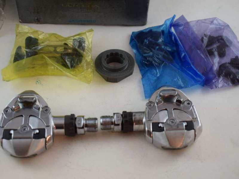 Shimano PD 6500 spd road racing pedal set silver aluminium vintage NOS