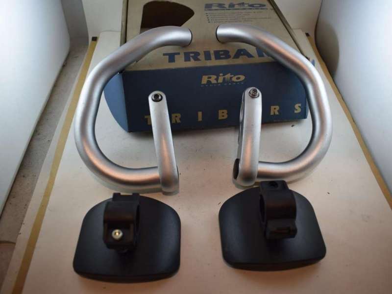 RITO vintage Tribars set road bike with pads silver auminium 1990s NOS