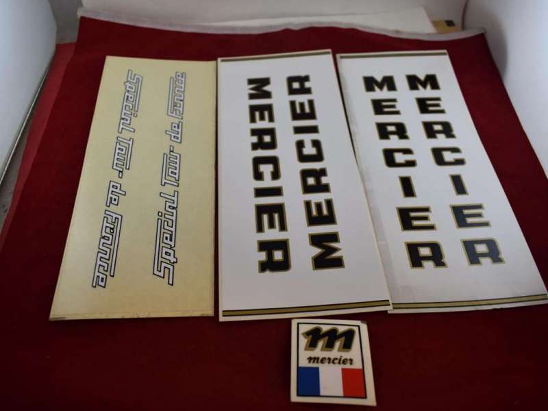  MERCIER decal sticker set original white backround black with gold detail letters NOS