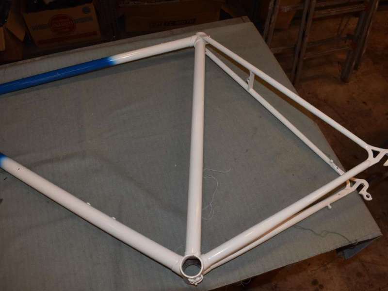 Road racing bicycle frame steel vintage 62cm / 60cm XL blue / white NOS
