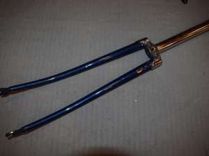 Vintage 27'' 1'' inch road rigid steel fork threaded 235 mm steerer vintage blue NOS