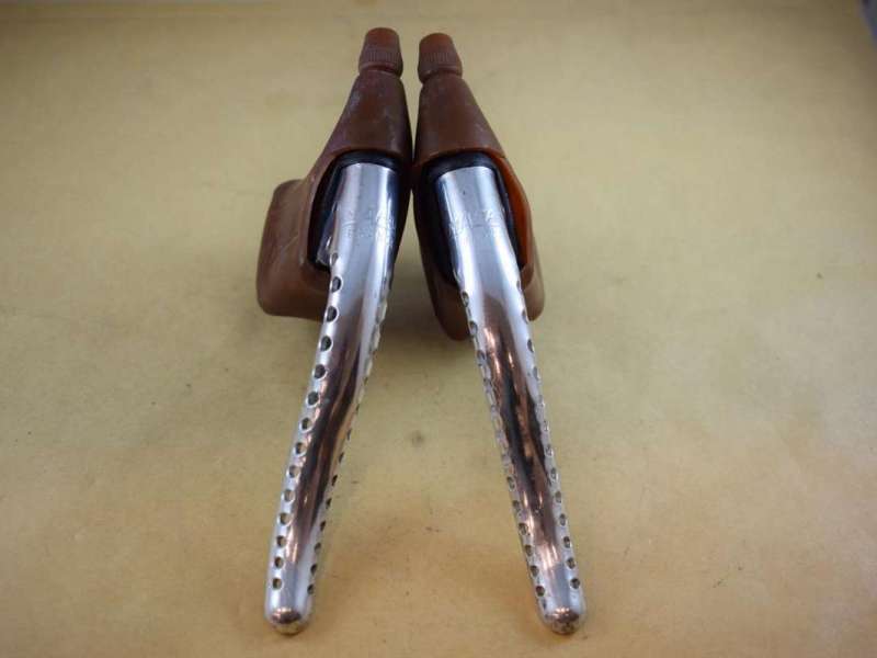 Mafac brake lever Set drilled 1970s vintage retro brown hood aluminium lightly used