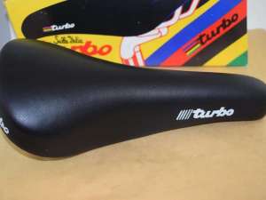 SELLE ITALIA TURBO Leather seat saddle Chrome Rail STAMPED 1990 Vintage NOS